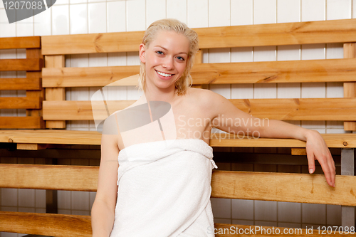 Image of Portrait of Woman in Sauna