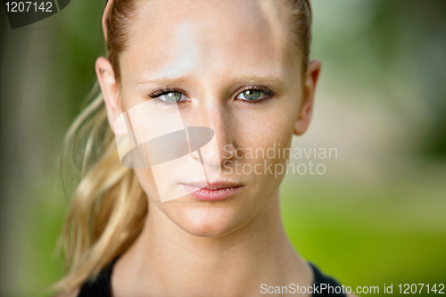 Image of Close-up portrait of a young woman