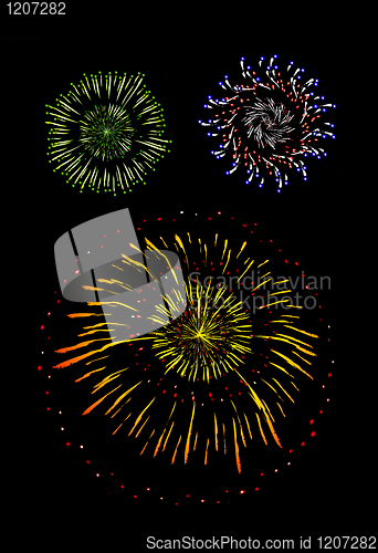 Image of Brightly Colorful Vector Fireworks and Salute