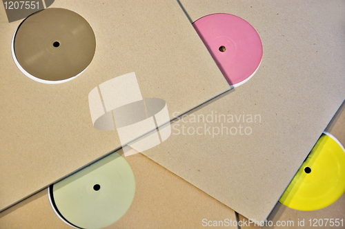 Image of colorful vinyl record labels