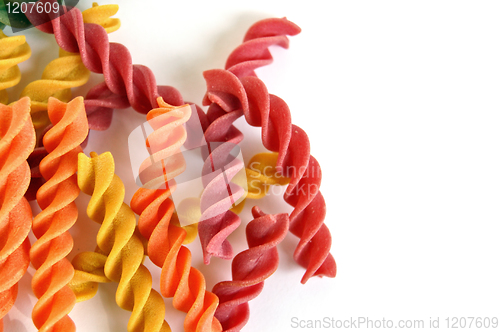 Image of fusilli pasta colors