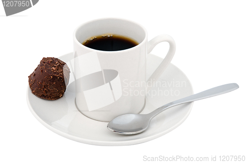 Image of Coffee cup and chocolate sweet