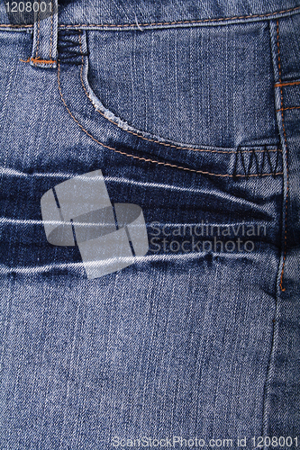 Image of Blue jeans fabric with pocket as background 