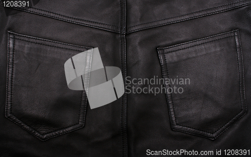 Image of Pockets on the black leather texture