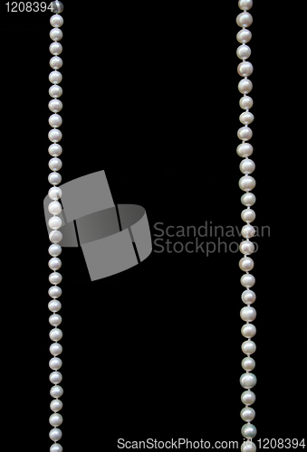 Image of White pearls on the black silk 