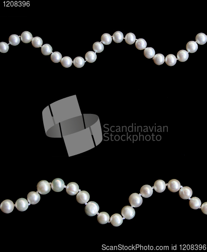 Image of White pearls on the black silk 