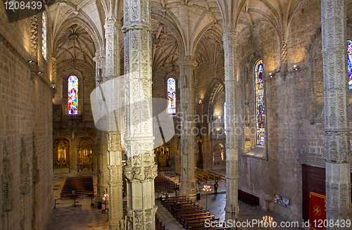 Image of Portugal. Lisbon. Interior of Church at Jeronimos Monastery 