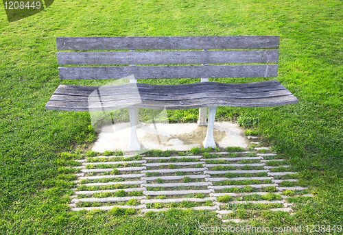 Image of Portugal. Bench in a lawn  