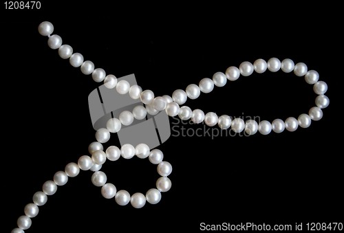 Image of White pearls on the black velvet 