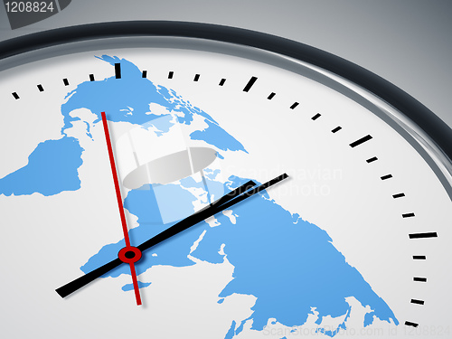 Image of clock with world map