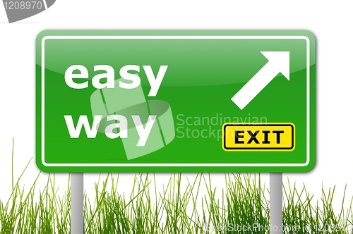 Image of green easy way road sign