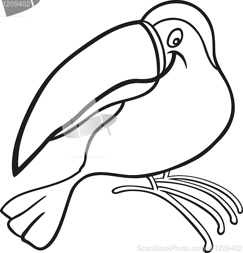 Image of cartoon toucan for coloring book