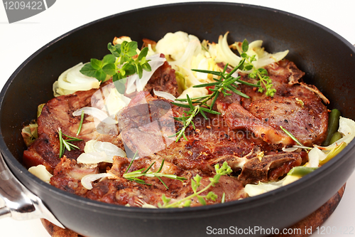 Image of Roasted pork meat with vegetable