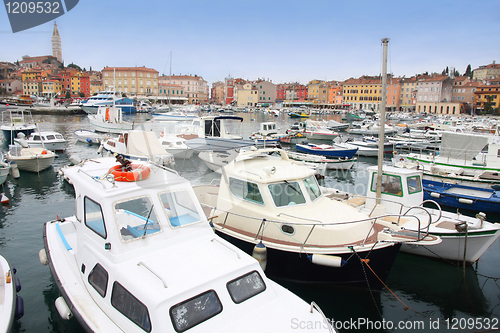 Image of boats in Rovinj marina, Istria, Croatia