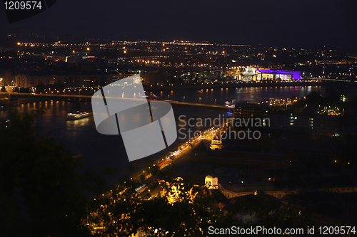 Image of Budapest, Hungary, from fortress Citadel, Petofi bridge