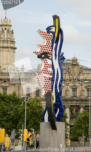 Image of colorful tile mosaic sculpture Barcelona Spain