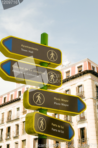 Image of street sign historic district Madrid Spain