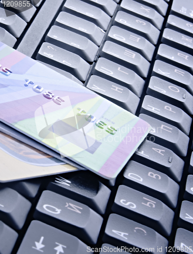 Image of Computer keyboard and credit cards
