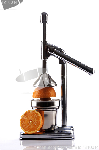 Image of Chrome Citrus Juicer and Orange Halves