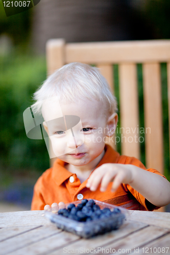 Image of toddler eating berries