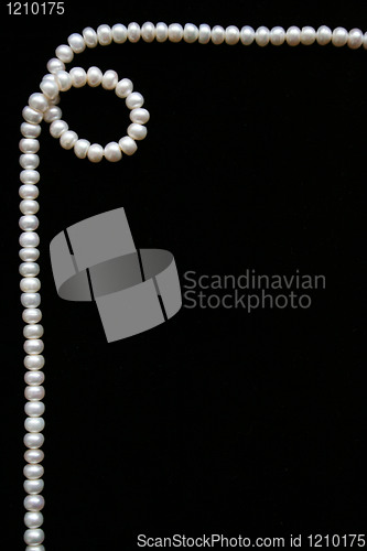 Image of White pearls on the black background