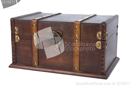 Image of Closed antique wooden trunk