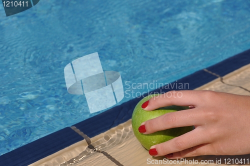 Image of Woman holding apple