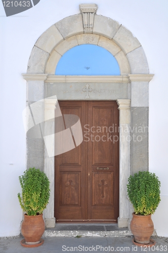 Image of Greek church entrance