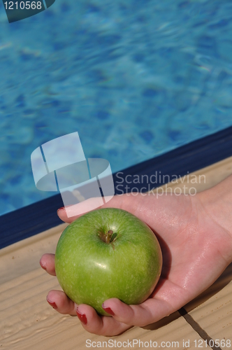 Image of Woman holding apple