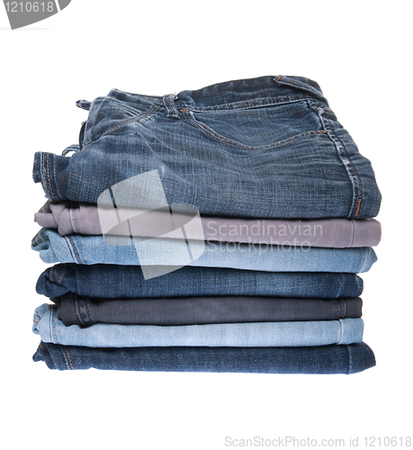 Image of Stack of jeans