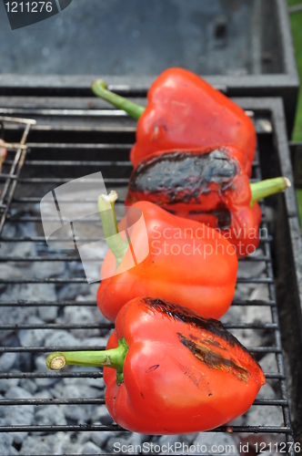 Image of Grilling red peppers
