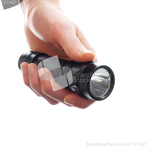 Image of hand and flashlight