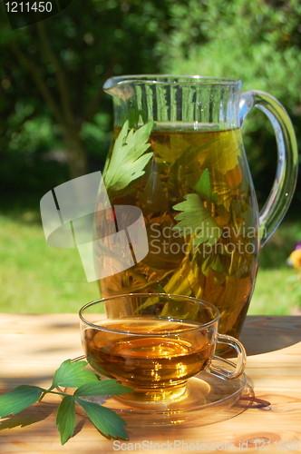 Image of cup tea in the garden