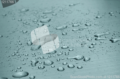 Image of water drops on metal surface
