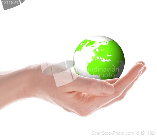 Image of the globe in your hand concept