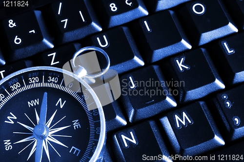 Image of computer keyboard and compass