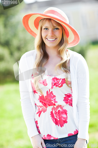 Image of Beautiful Caucasian woman outdoor