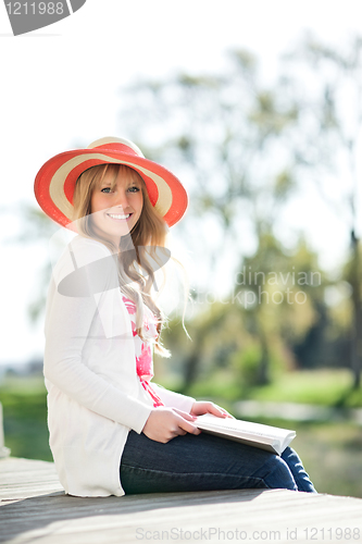 Image of Beautiful Caucasian woman outdoor