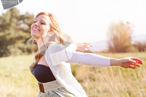 Image of Beautiful Caucasian woman outdoor