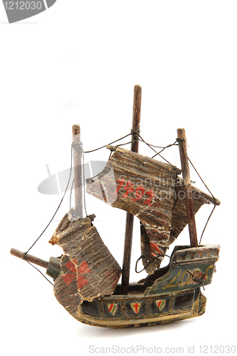 Image of model of old ship