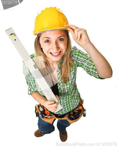 Image of woman with spirit level