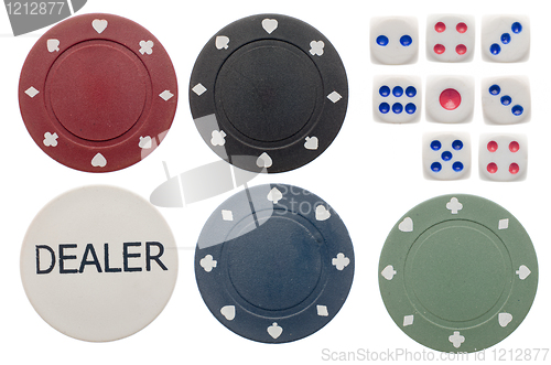 Image of Poker chips and dice