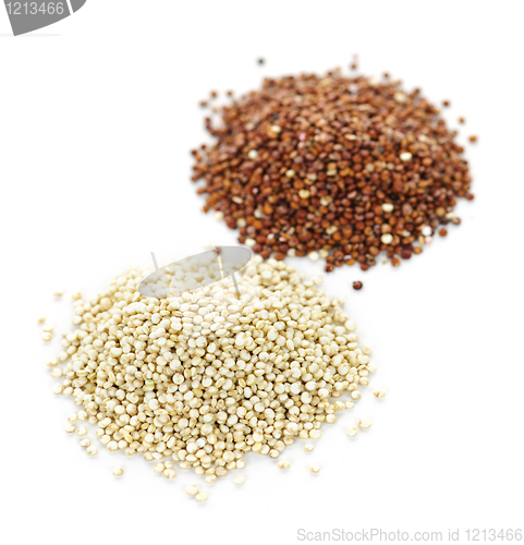 Image of White and red quinoa grains closeup