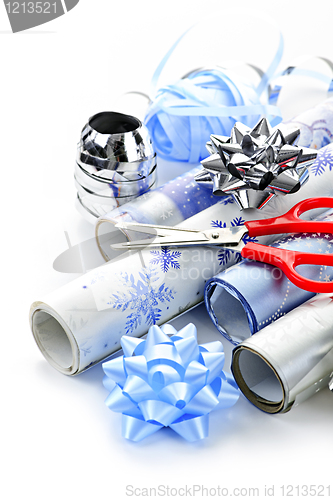 Image of Christmas wrapping paper rolls