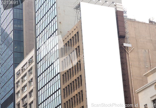 Image of advertisement blank at a modern building outside