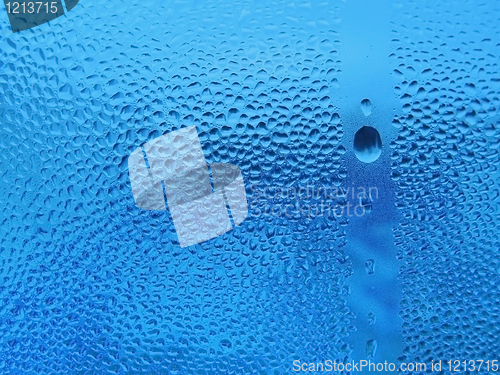 Image of natural water drops on glass