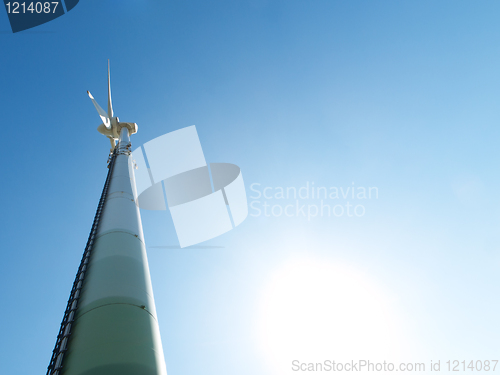 Image of Wind turbine and sun