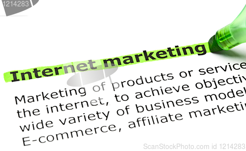 Image of 'Internet marketing' highlighted in green