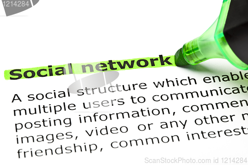 Image of 'Social network' highlighted in green