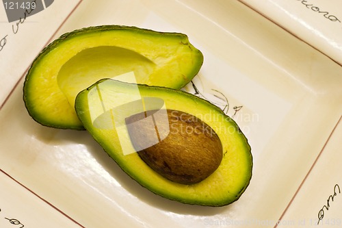 Image of Avocado halves on plate